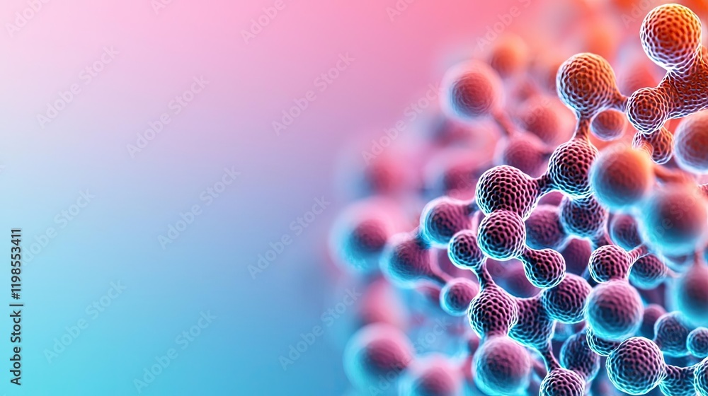 Poster dust pollution idea. abstract representation of colorful molecular structures on a vibrant backgroun