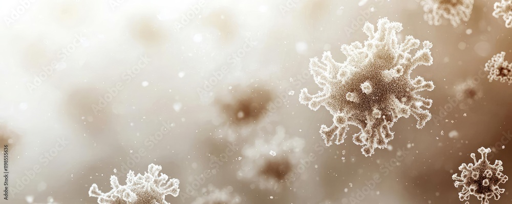 Aufkleber dust pollution idea. intricate microscopic view of viral structures in a soft focus background.