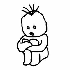 A pixel design of a nervous or sad person sitting and thinking