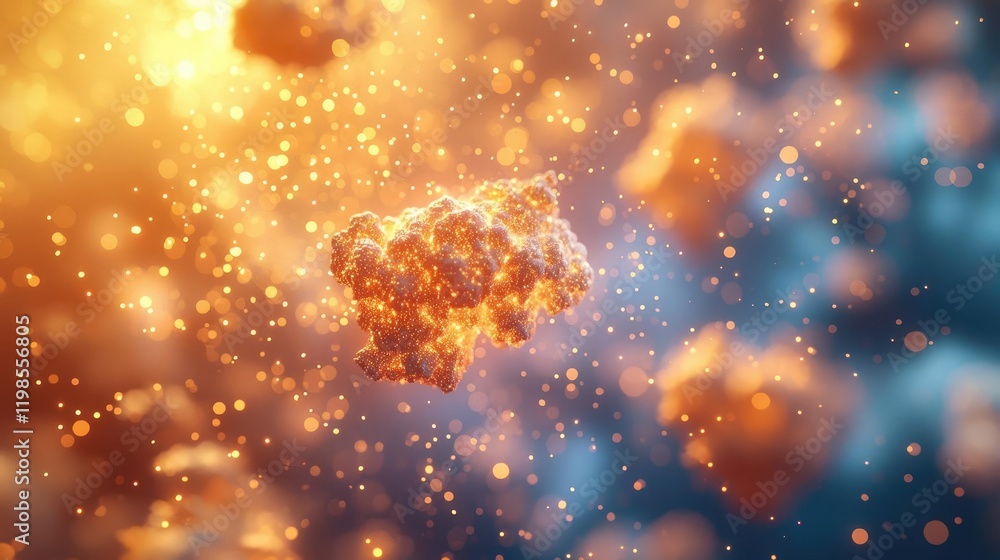 Poster dust pollution idea. a vibrant depiction of colorful particles floating in a cosmic background.