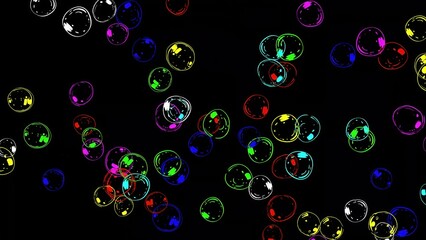 Beautiful illustration of colorful cartoon bubbles on plain black background