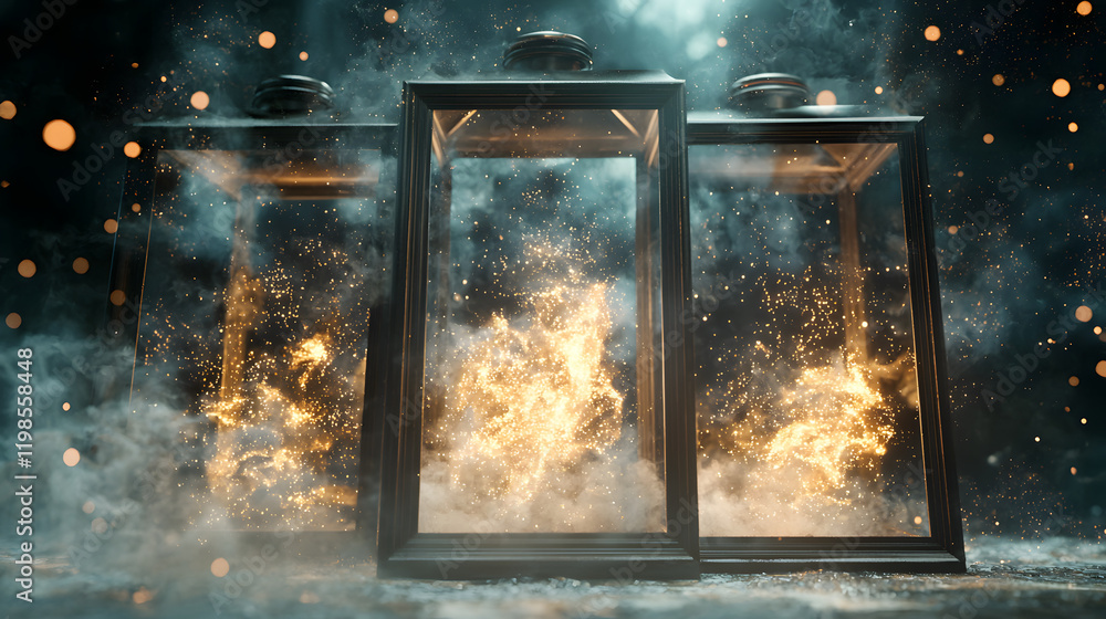 Poster explosive fire effect enclosed environment visual art creative studio dynamic perspective captivatin
