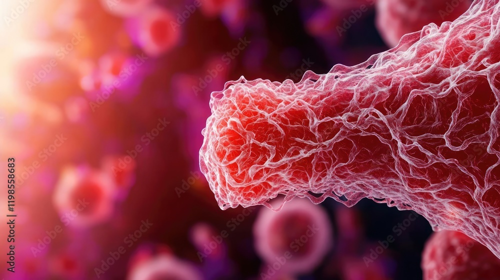Poster dust pollution concept. abstract macro view of immune cells and their interaction in a vibrant biolo