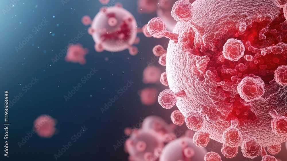 Poster dust pollution concept. close-up view of virus particles under a microscope showcasing their complex