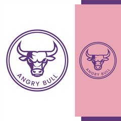 Angry Bull Head Minimalist Logo