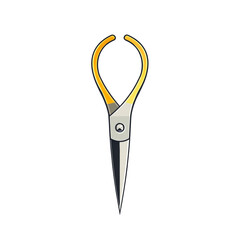 A stylized illustration depicts a pair of shears with gold handles against a plain white background.