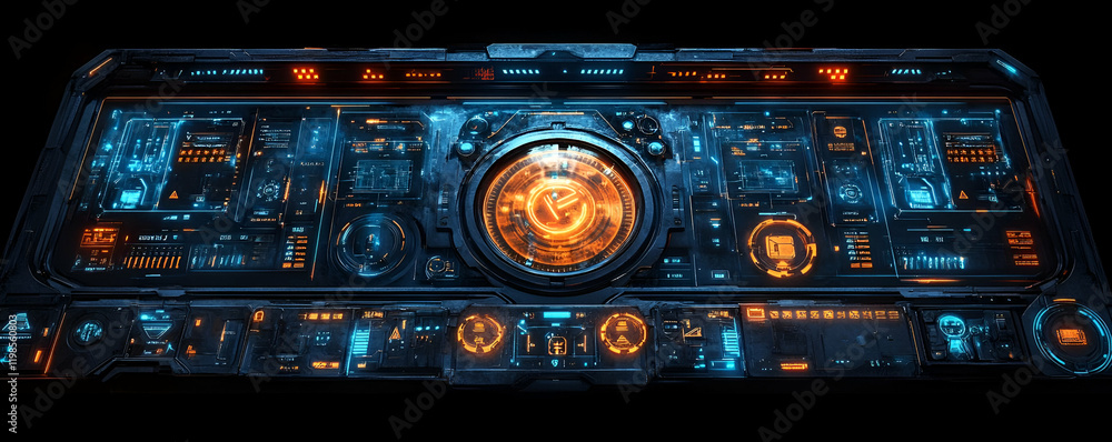 Poster spaceship control panel interface