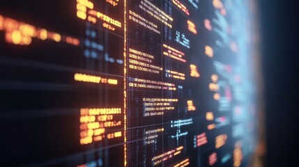 Fototapeta premium Abstract Digital Code Stream: A Glimmering Tapestry of Programming Language
