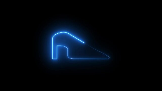 female high heels shoes drawing, High heels blue glowing neon icon. black background.