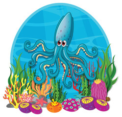Obraz premium Colorful Underwater Scene with Octopus