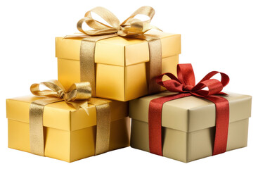 Obraz premium PNG Gift boxes with ribbon celebration decoration surprise.