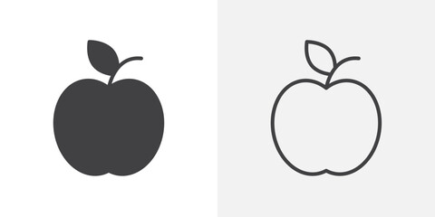 Apple icons. flat and line style set