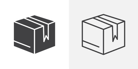 Box icons. flat and line style set