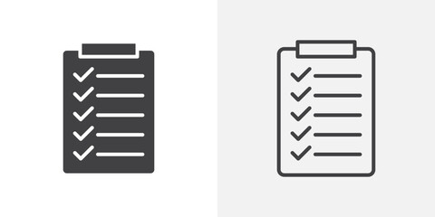 Clipboard icons. flat and line style set