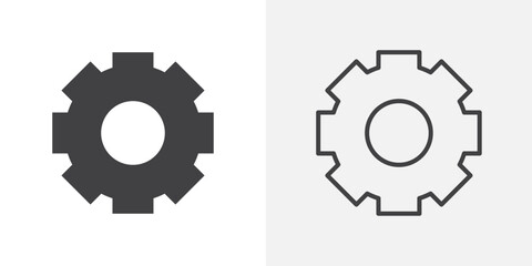 Cogwheel icons. flat and line style set