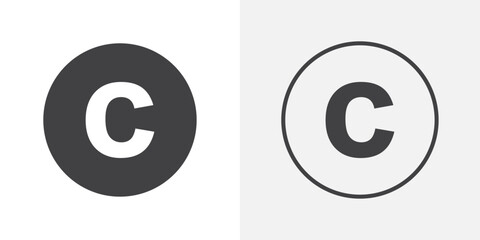 Copyright icons. flat and line style set