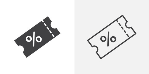 Coupon icons. flat and line style set