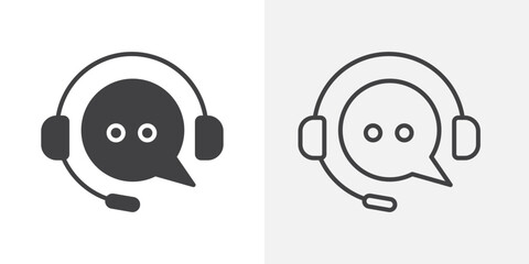 Customer service icons. flat and line style set