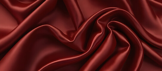 Obraz premium Colorful drapery silk fabric luxury background. Wavy abstract satin cloth vector texture pattern. Smooth shiny drape material curtain. Elegant velvet curve motion image realistic horizontal design.