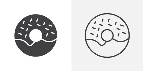 Donut icons. flat and line style set