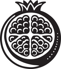 A detailed silhouette vector of a pomegranate, perfect for food illustrations, health-themed designs, branding, and artistic projects with a natural touch.