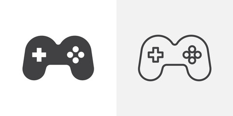 Game controller icons. flat and line style set