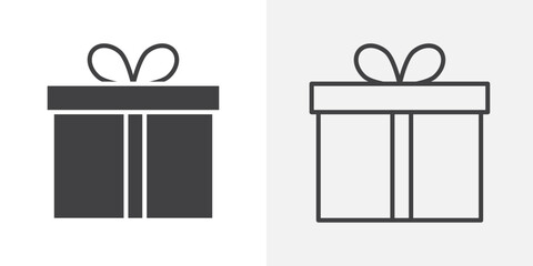 Gift box icons. flat and line style set