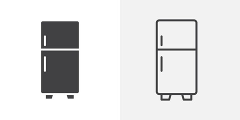 Fridge icons. flat and line style set