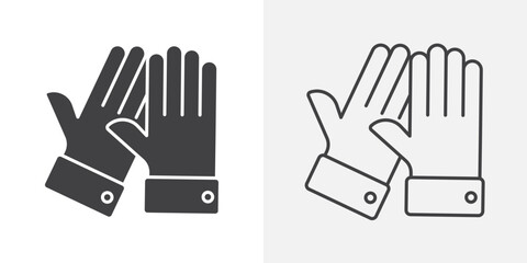 Glove icons. flat and line style set