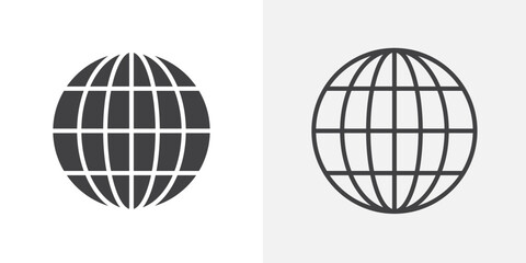 Globe icons. flat and line style set