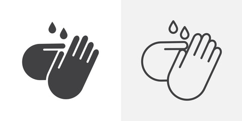 Handwashing icons. flat and line style set