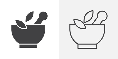 Herbal medicine icons. flat and line style set