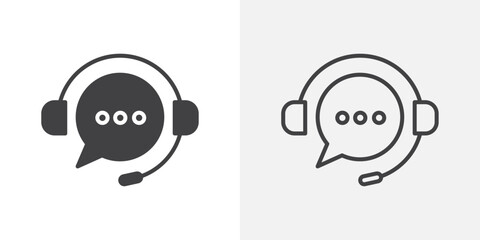 Live chat icons. flat and line style set