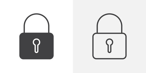 Lock closed icons. flat and line style set