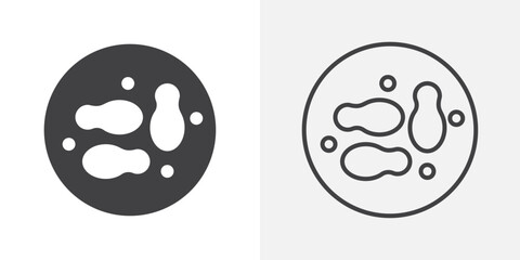 Microorganism icons. flat and line style set