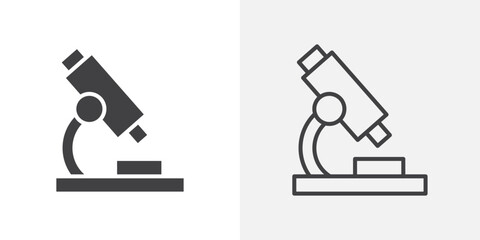 Microscope icons. flat and line style set