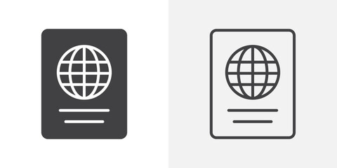 Passport icons. flat and line style set