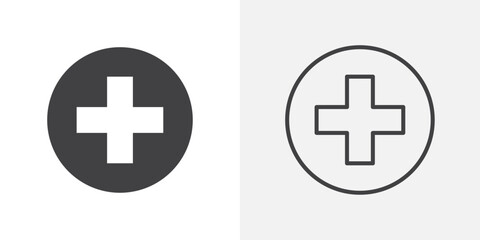 Fototapeta premium Plus icons. flat and line style set