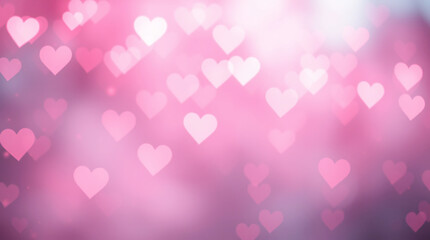 Pink Heart Background with Soft Glow and Bokeh Effect