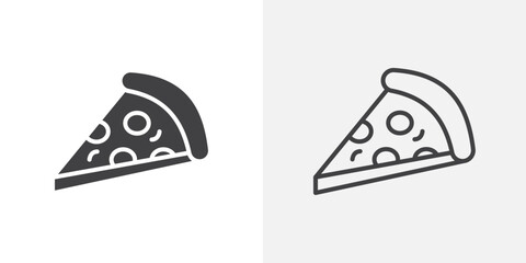 Pizza icons. flat and line style set