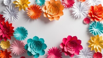 colorful flowers in paper cut illustration for summer sale design on pastel background. seamless looping overlay