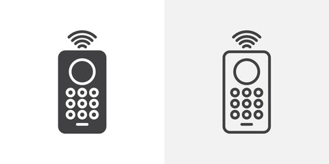 Remote control icons. flat and line style set