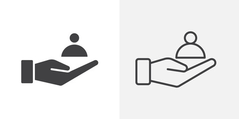 Retention icons. flat and line style set