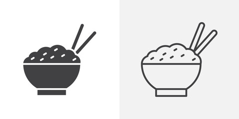 Rise Bowl icons. flat and line style set