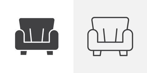 Sofa icons. flat and line style set