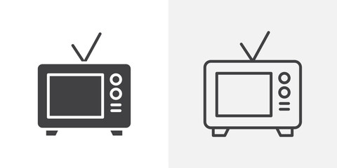 Television icons. flat and line style set