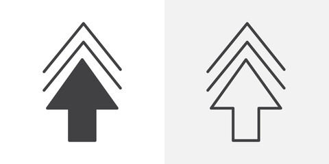 Upload arrow icons. flat and line style set