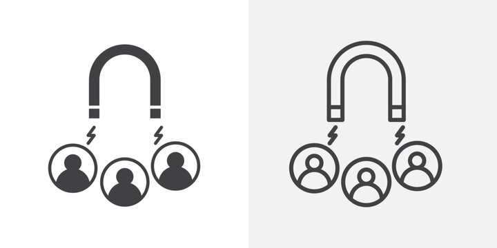 User engagement icons. flat and line style set