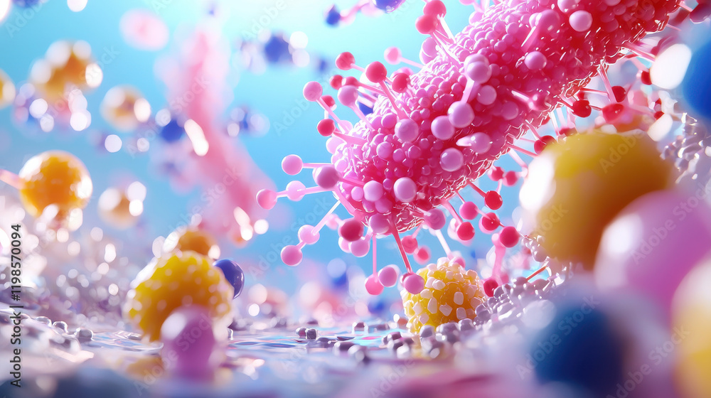 Leinwandbilder futuristic depiction of nanobot swarm assembling in vibrant environment, showcasing intricate detail