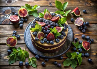 Aerial View: Black Grape Layered Cake & Fresh Produce Table Setting - Drone Photography
